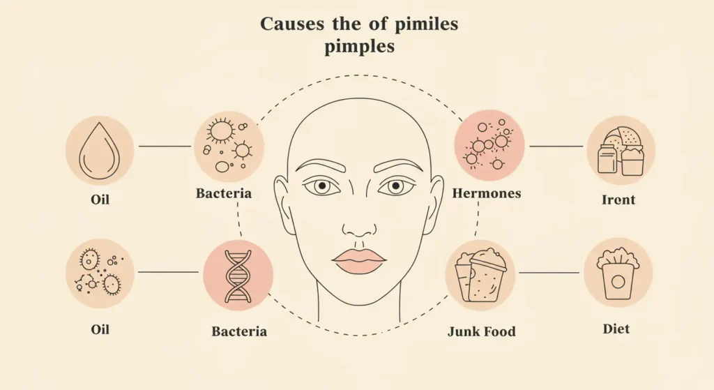 Pimple hone ki 4 badi wajah batane wala ek saaf infographic.